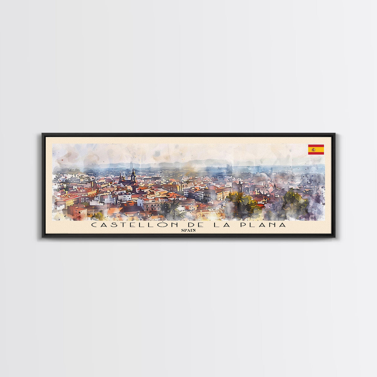 Castellon de la Plana Spain Wall Art, Panoramic Travel Poster, Panoramic Framed Canvas Print, City Wall Art, Wall Hanging Home Decor, Travel Art