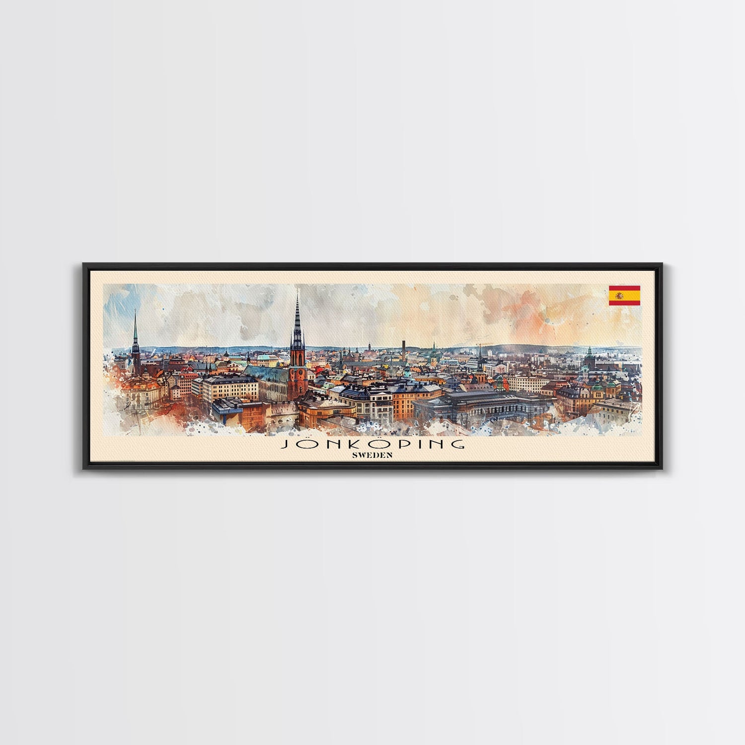 Jonkoping Sweden Travel Print Wall Art, Panoramic City Art, Travel Art, Wall Decor, Vacation Gift, Framed Canvas Print Or Metal Art