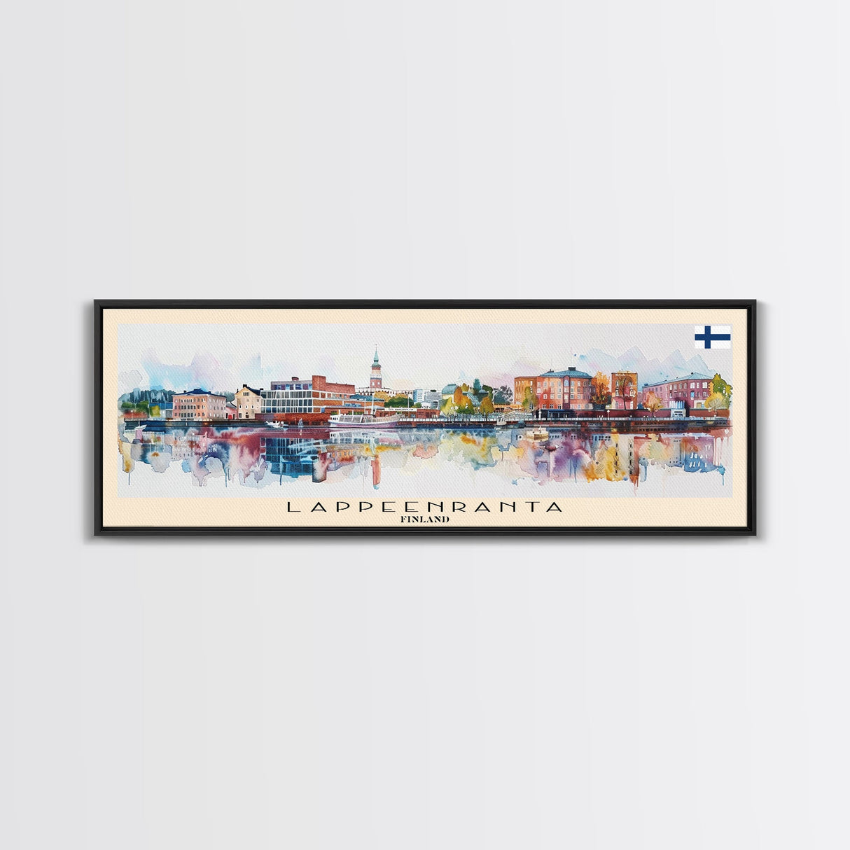 Lappeenranta Finland Panoramic Travel Poster, Framed Canvas Print or Metal Wall Art, Travel Art, Home Decor, Panoramic Painting, Midcentury Art