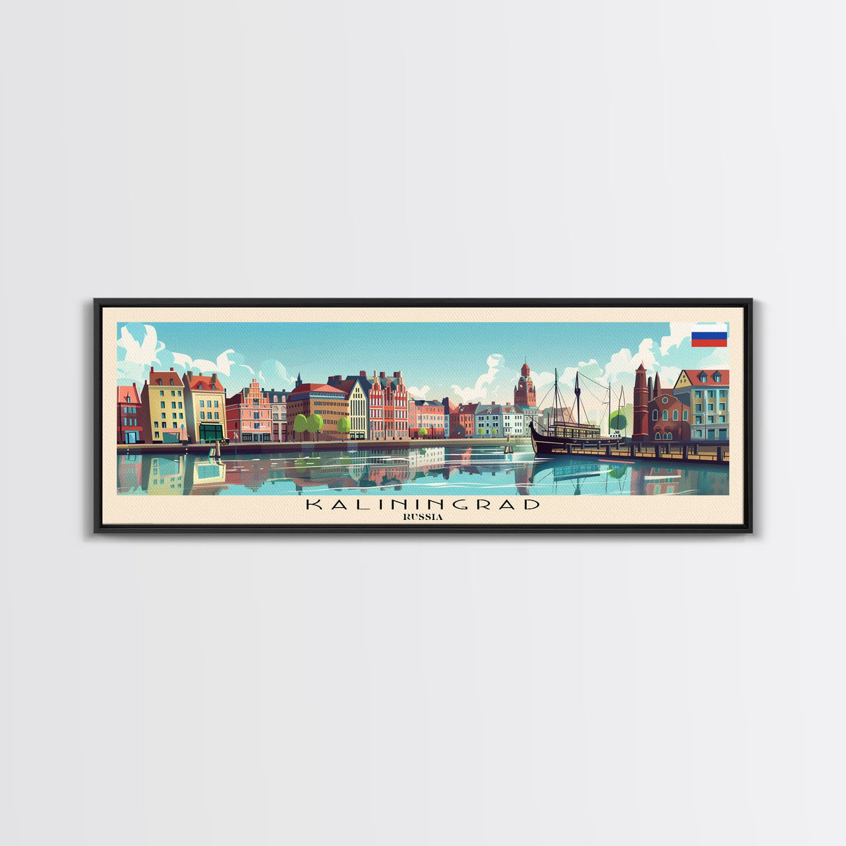 Kaliningrad Russia Travel Print Wall Art, Panoramic City Art, Travel Art, Wall Decor, Vacation Gift, Framed Canvas Print Or Metal Art