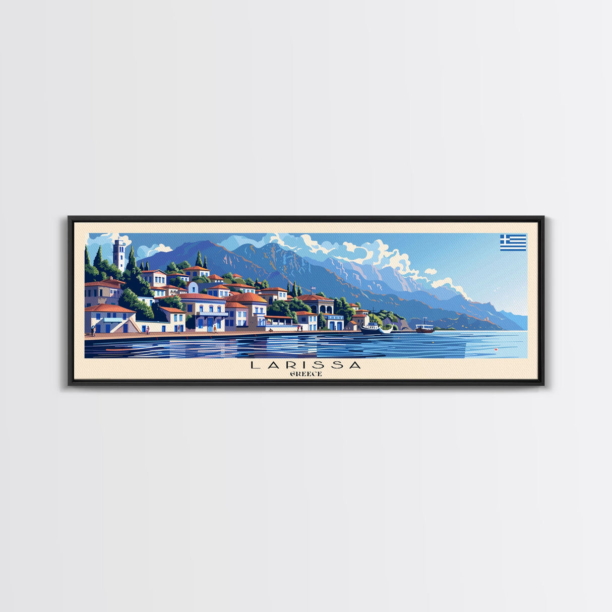 Larissa Greece Travel Print Wall Art, Panoramic City Art, Travel Art, Wall Decor, Vacation Gift, Framed Canvas Print Or Metal Art