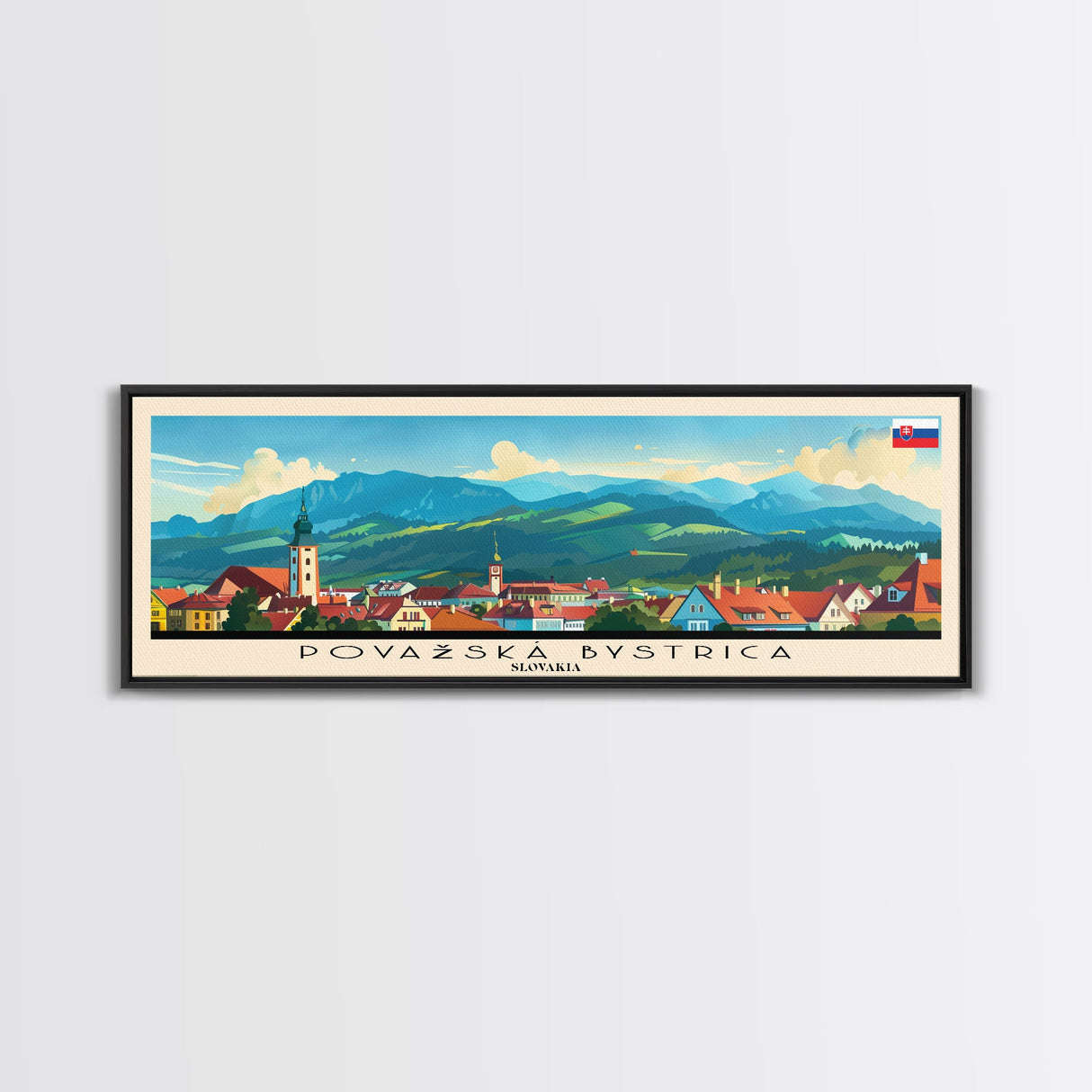Povazska Bystrica Slovakia Travel Print Wall Art, Panoramic City Art, Travel Art, Wall Decor, Vacation Gift, Framed Canvas Print Or Metal Art