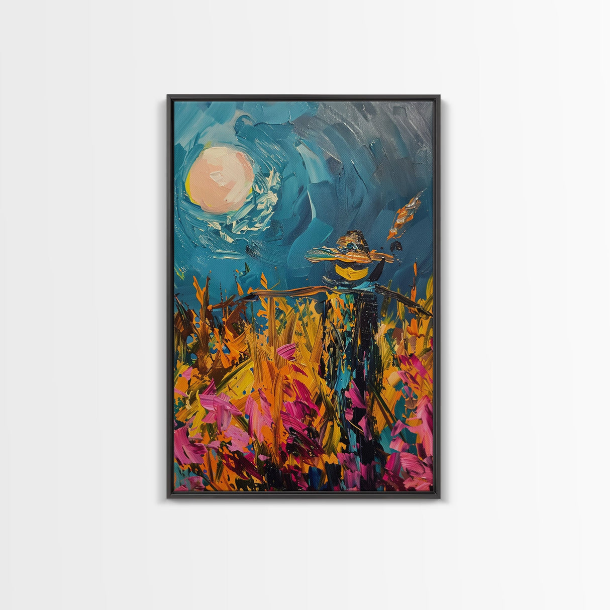 Halloween Ghostly Specter in Enchanted Forest Framed Canvas Print, Spooky Wall Art, Home Decor, Witch's Lair, Gift Idea, Midnight Haunt