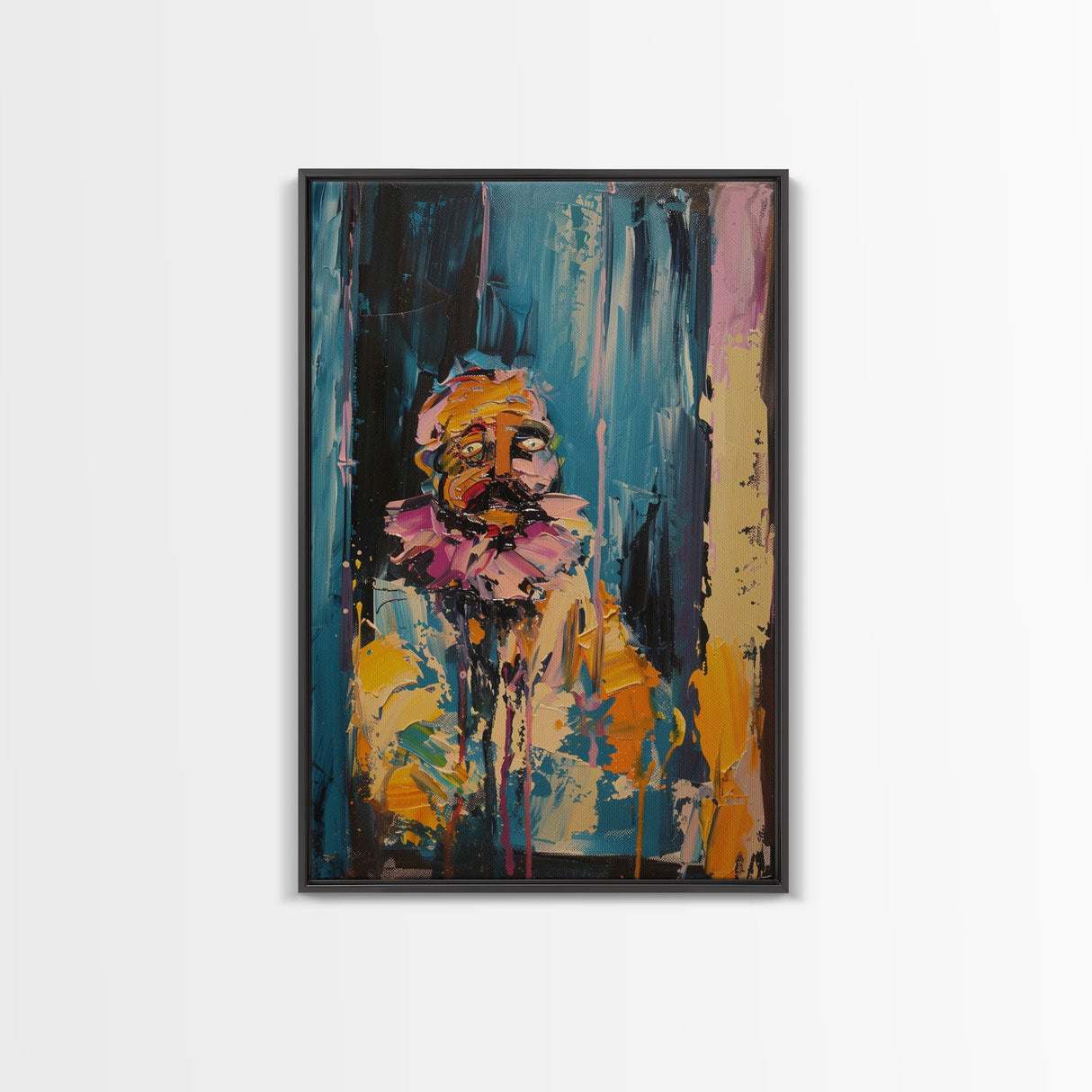 Halloween Ghost with Apple, Framed Canvas Print, Wall Art, Spooky Decor, Halloween Decoration, Living Room Art, Unique Gift