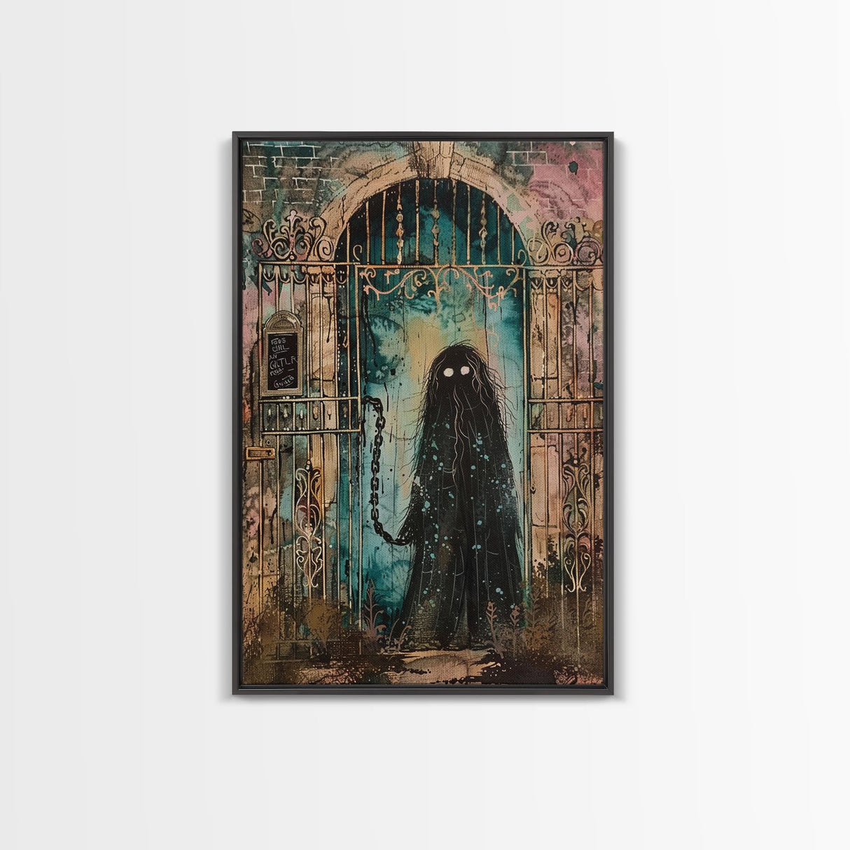 Halloween Creepy Doll, Framed Canvas Print, Wall Art, Spooky Decor, Halloween Decoration, Living Room Art, Unique Gift