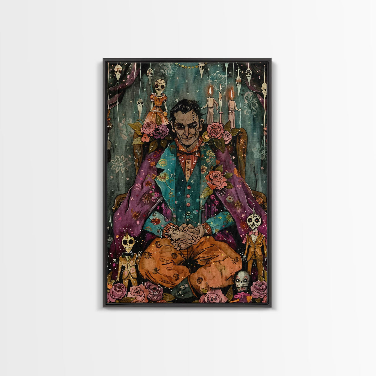 Macabre Doll Collector Framed Canvas Print | Halloween Art | Spooky Victorian Art | Creepy Doll Art for Home Decoration