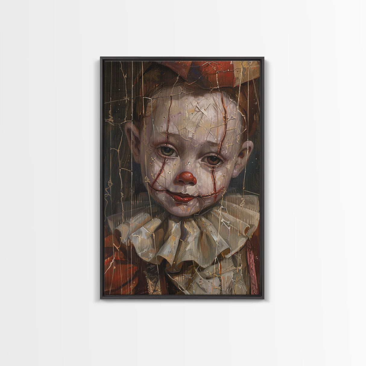 Haunting Clown with Cracked Face - Spooky Halloween Art Print - Creepy Home Decor - Scary Clown Wall Art - Perfect Halloween Decoration