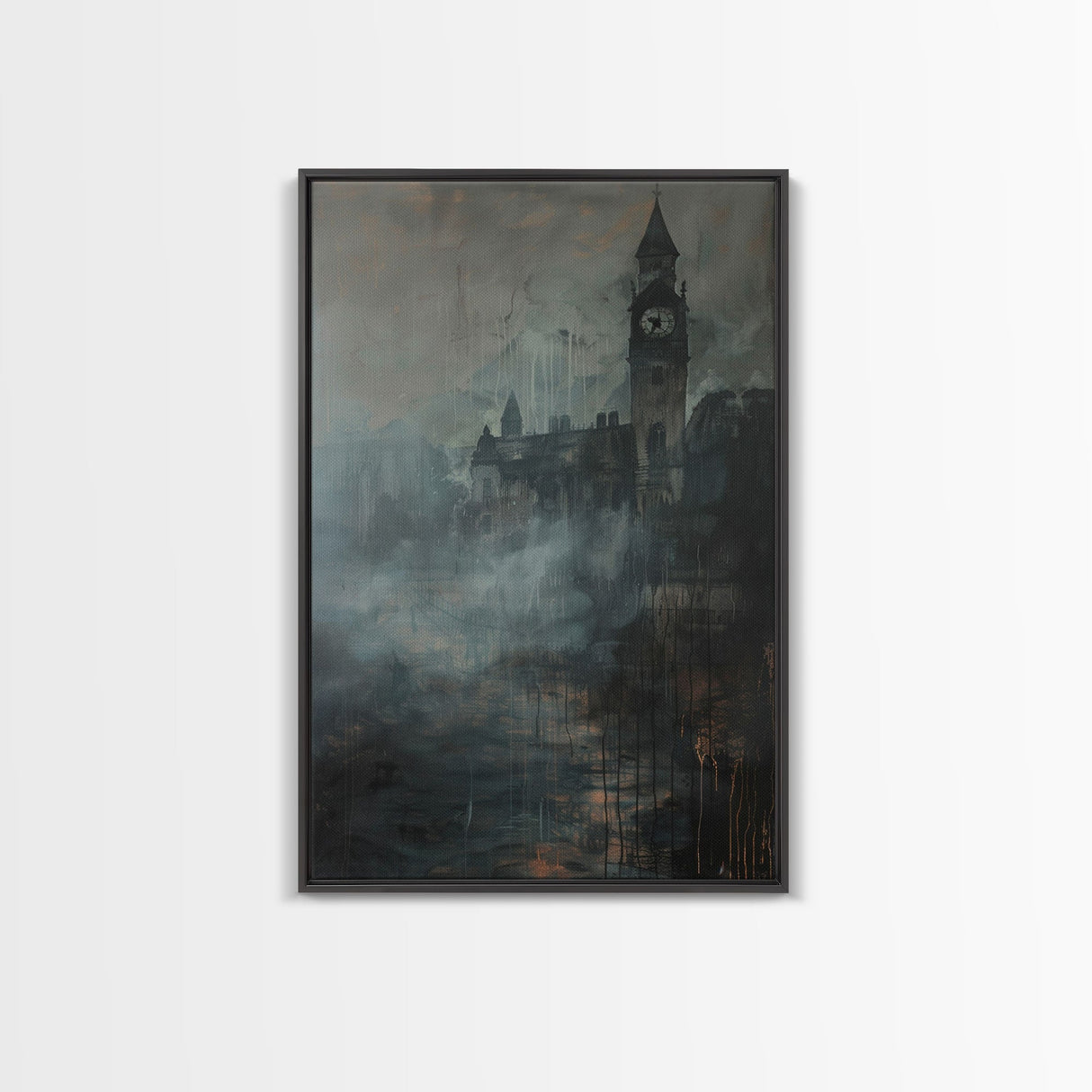 Haunted Gothic Castle, Halloween Art Print, Spooky Home Decor, Framed Canvas Print, Creepy Art, Halloween Wall Decor, Seasonal Wall Art