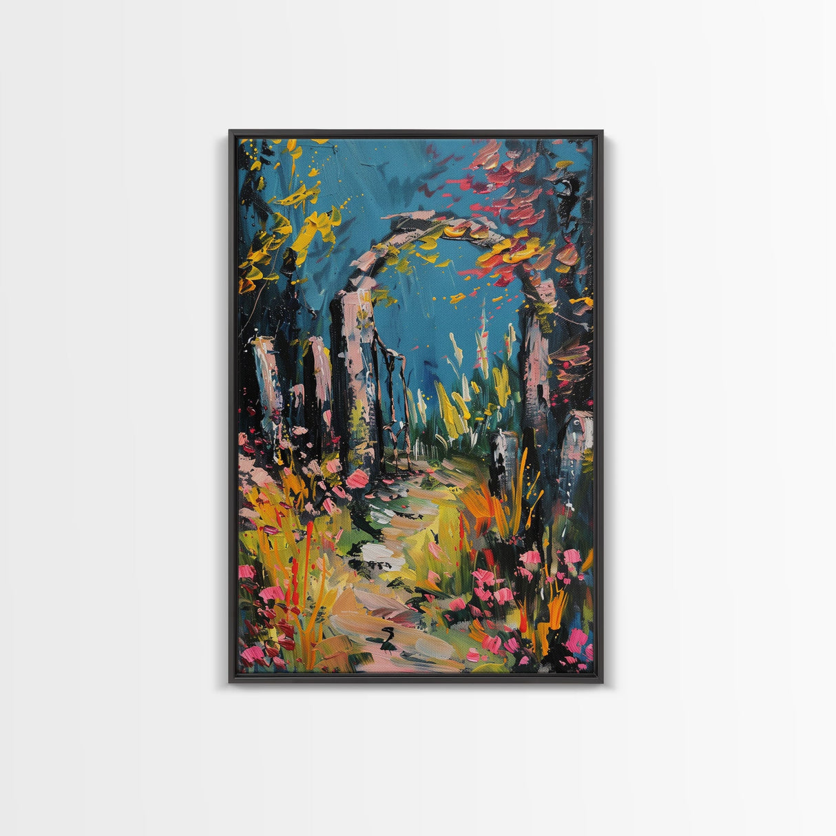 Spooky Graveyard at Night Framed Canvas Print, Ghostly Wall Art, Haunted Cemetery Scene, Halloween Decor, Eerie Artwork, Framed Canvas Print