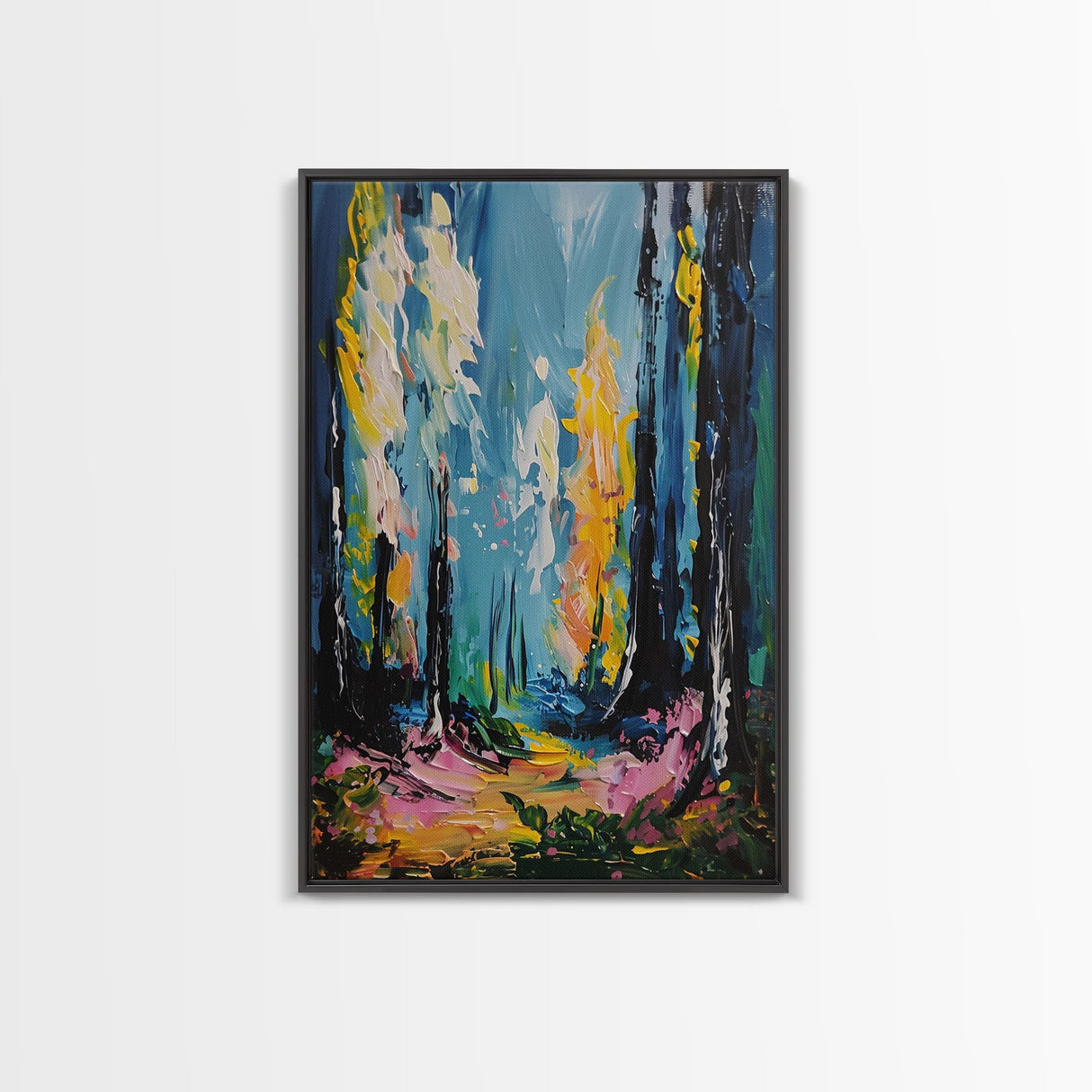 Ghostly Churchyard Framed Canvas Print, Halloween Haunted Church, Spooky Graveyard Art, Gothic Decor, Nighttime Artwork, Framed Canvas Print