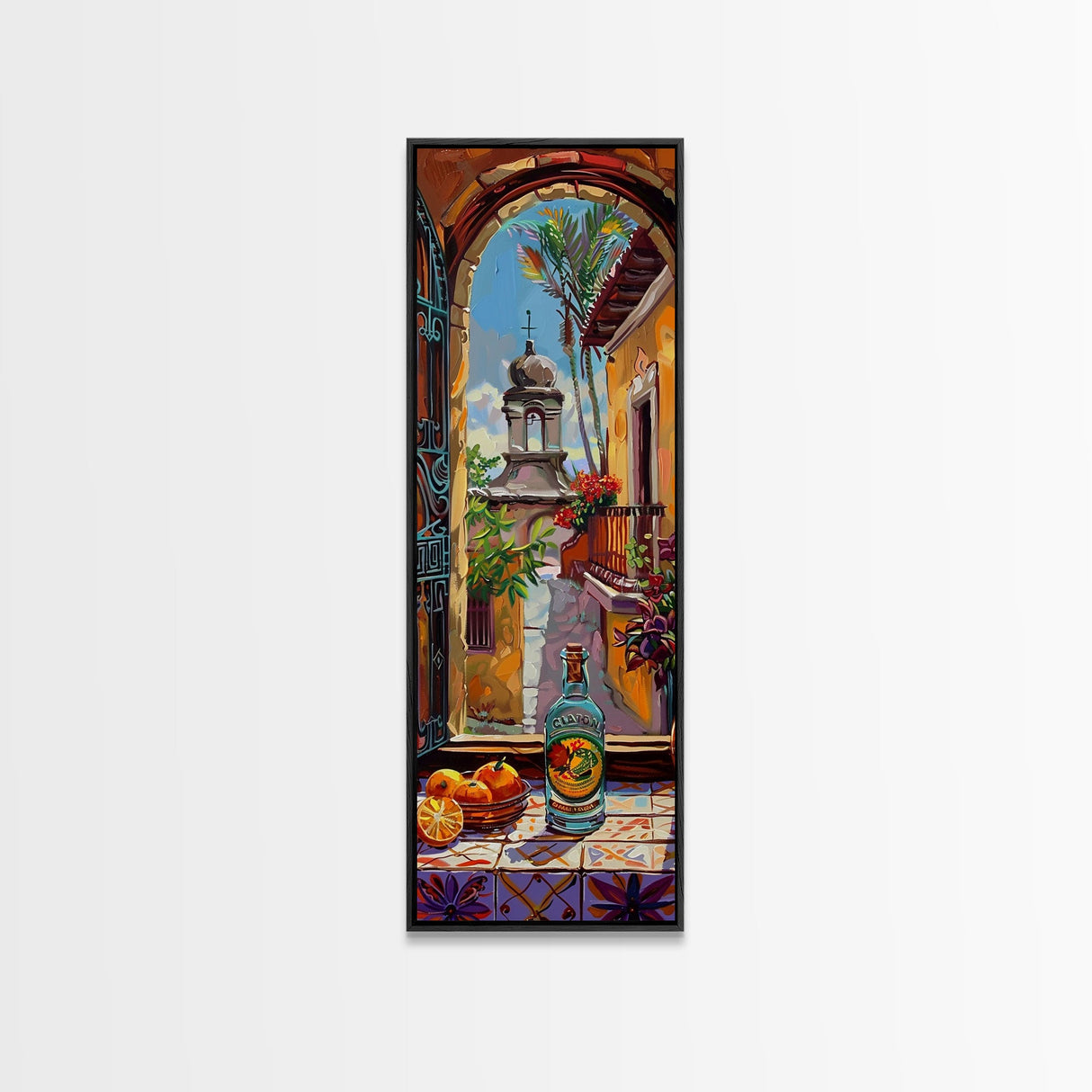 Framed and Printed Vertical Rustic Still Life Printed Canvas, Textured Canvas Painting, Spanish Style Kitchen Art, Abstract Modern Wall Art