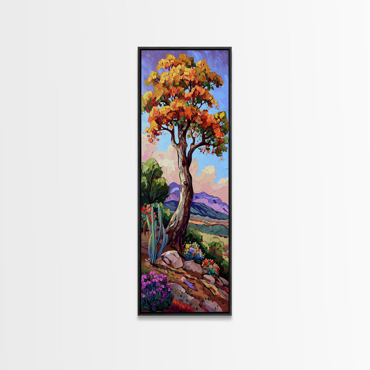 Vertical Textured Mountain Canvas Painting Printed on Canvas, Modern Art Prints for Living Room, Tall and Skinny Wall Art, New House Gift