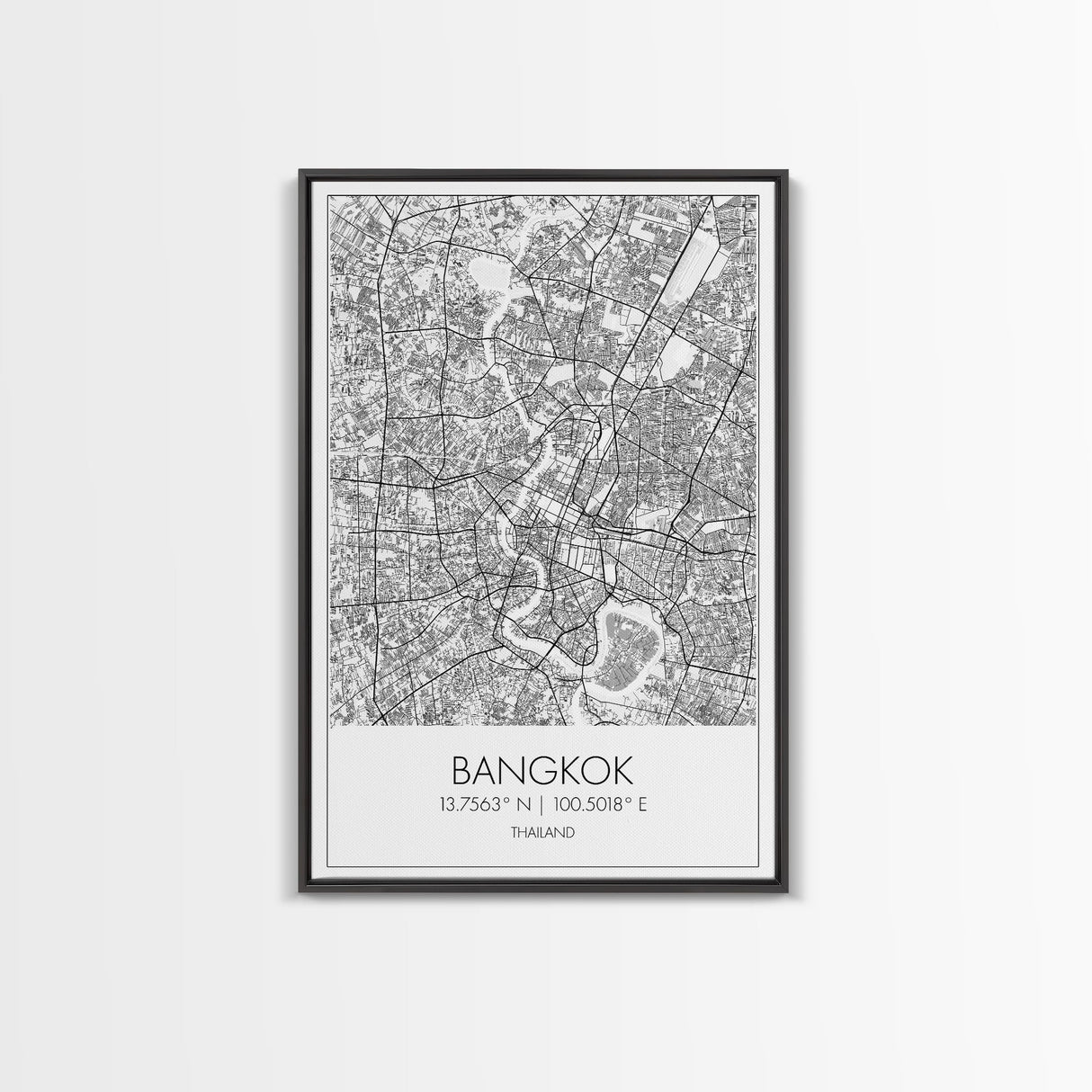 Bangkok Street Map, Thailand Map, City Wall Art, Asia Travel Art, Reception Décor, Modern Art, Wall Art, Canvas Print, Canvas Wall Art