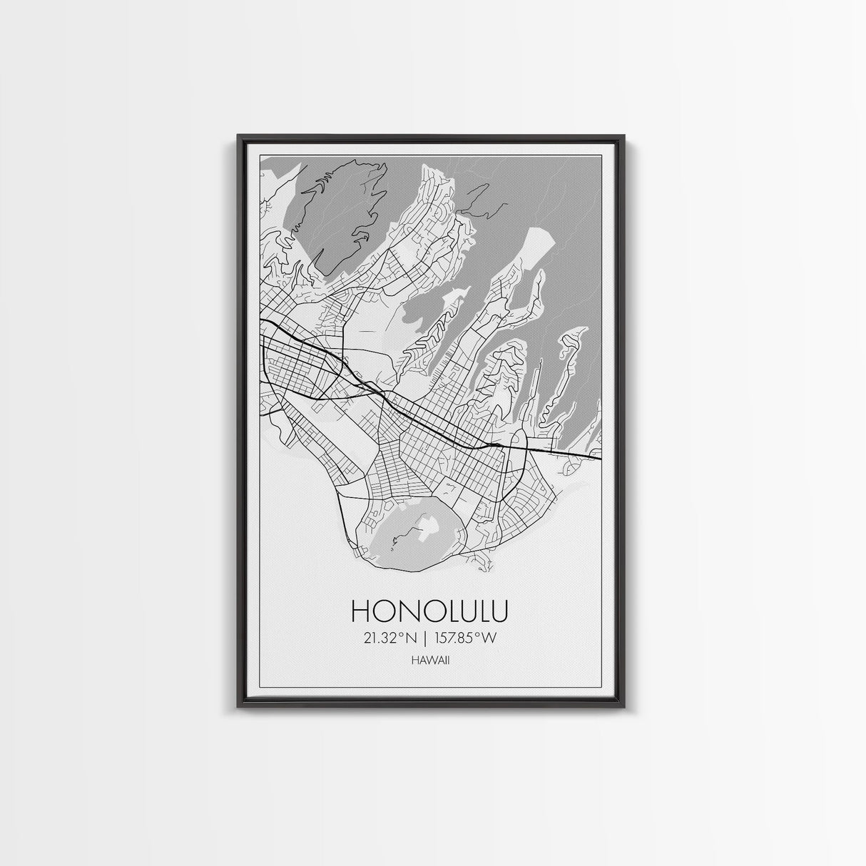 Honolulu Street Map, Hawaii Map, ity Map Art, Minimalist Art, Wall Art, Canvas Print, Living Room Art, Travel Wall Art, Anniversary Gift