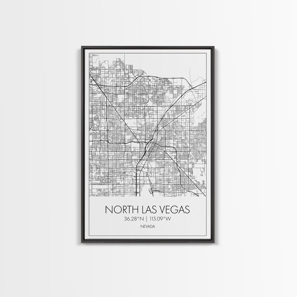 North Las Vegas Street Map, Nevada Map, City Map Art, Modern Art, Wall Art, Canvas Print, Wall Décor Bedroom, Honeymoon Gift, Travel Art