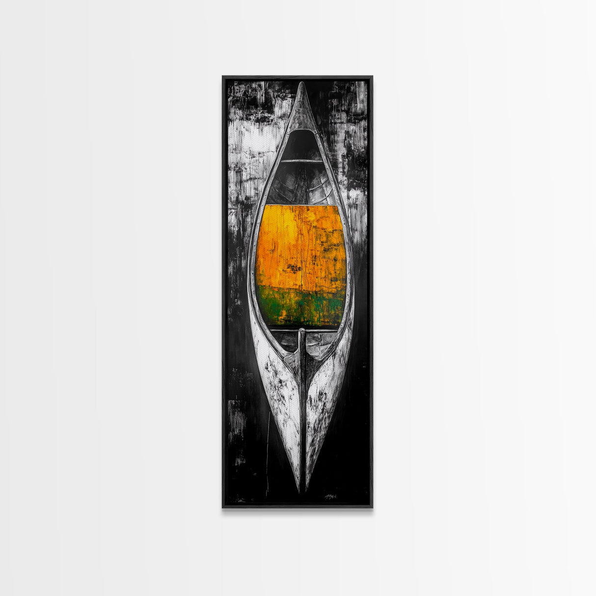 Black and White Canoe Framed Canvas Print Rustic Art Nautical Wall Art Coastal Decor Farmhouse Art Vertical Wall Art