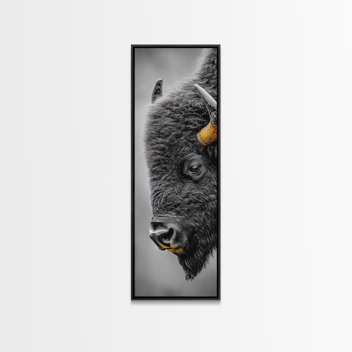 American Bison Close-Up Framed Canvas Print | Rustic Wall Art | Western Decor | Moody Art | Wildlife Painting | Gift Idea | Farmhouse Art