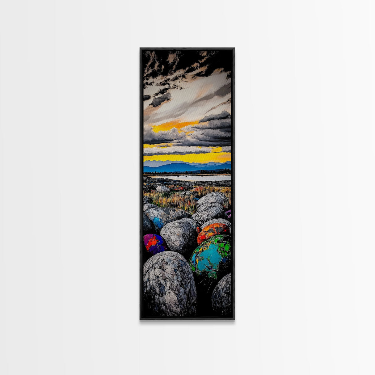 Vibrant Sunset Landscape Framed Canvas Print Joshua Tree Art Lake Tahoe Art Rustic Wall Art Southwest Wall Art Extra Wide Art