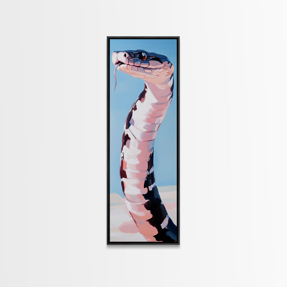 Black and White Snake Pink Canvas Print, Moody Art, Minimalist Art, Vertical Wall Art, Rustic Decor, Gift Idea Him