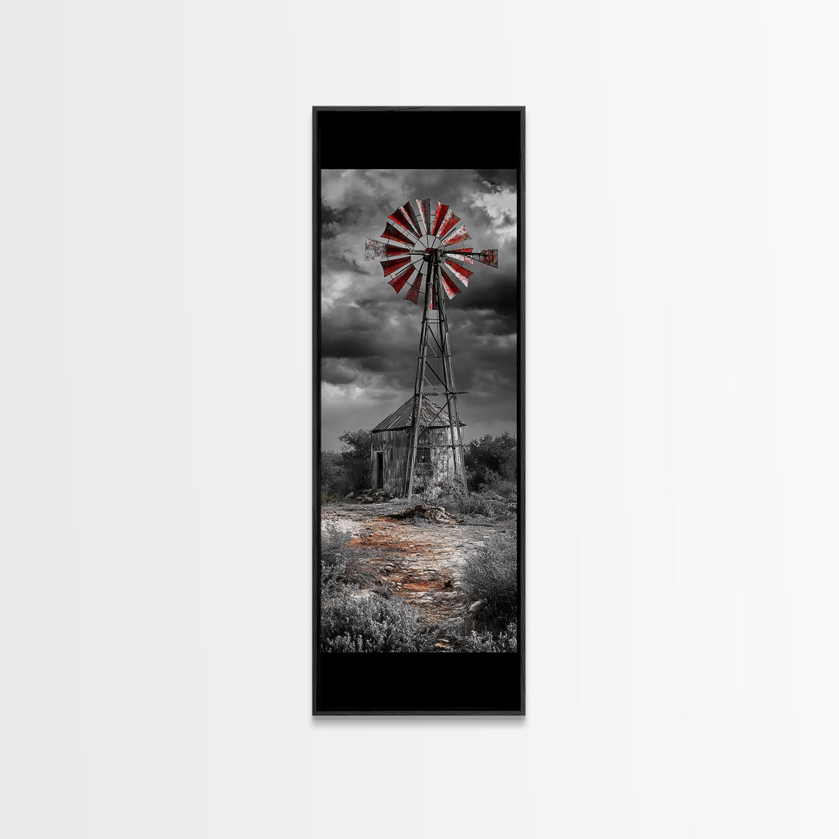 Western Windmill Art, Canvas Print, rustic décor, windmill wall art, farmhouse art, extra wide art, Joshua tree art, southwest wall art