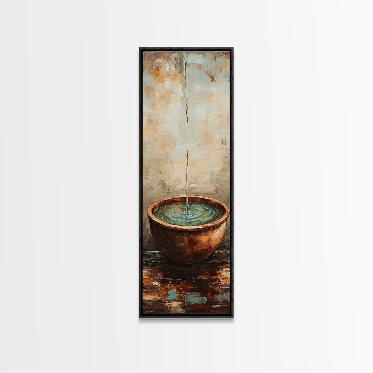 Rustic Water Fountain Zen Wall Art Framed Canvas Print Wabi Sabi Art Minimalist Art Above Bed Wall Art Farmhouse Art