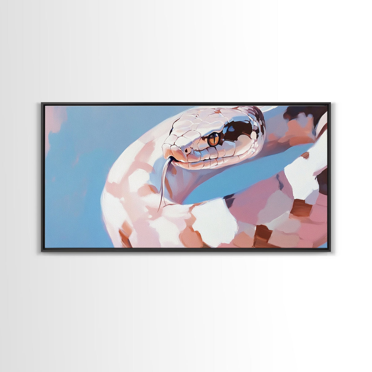 Snake Painting, Moody Art, Southwest Wall Art, Boho Art, Pink Abstract Art, Framed Canvas Print, Extra Wide Art, Zen Wall Art, Minimalist Art