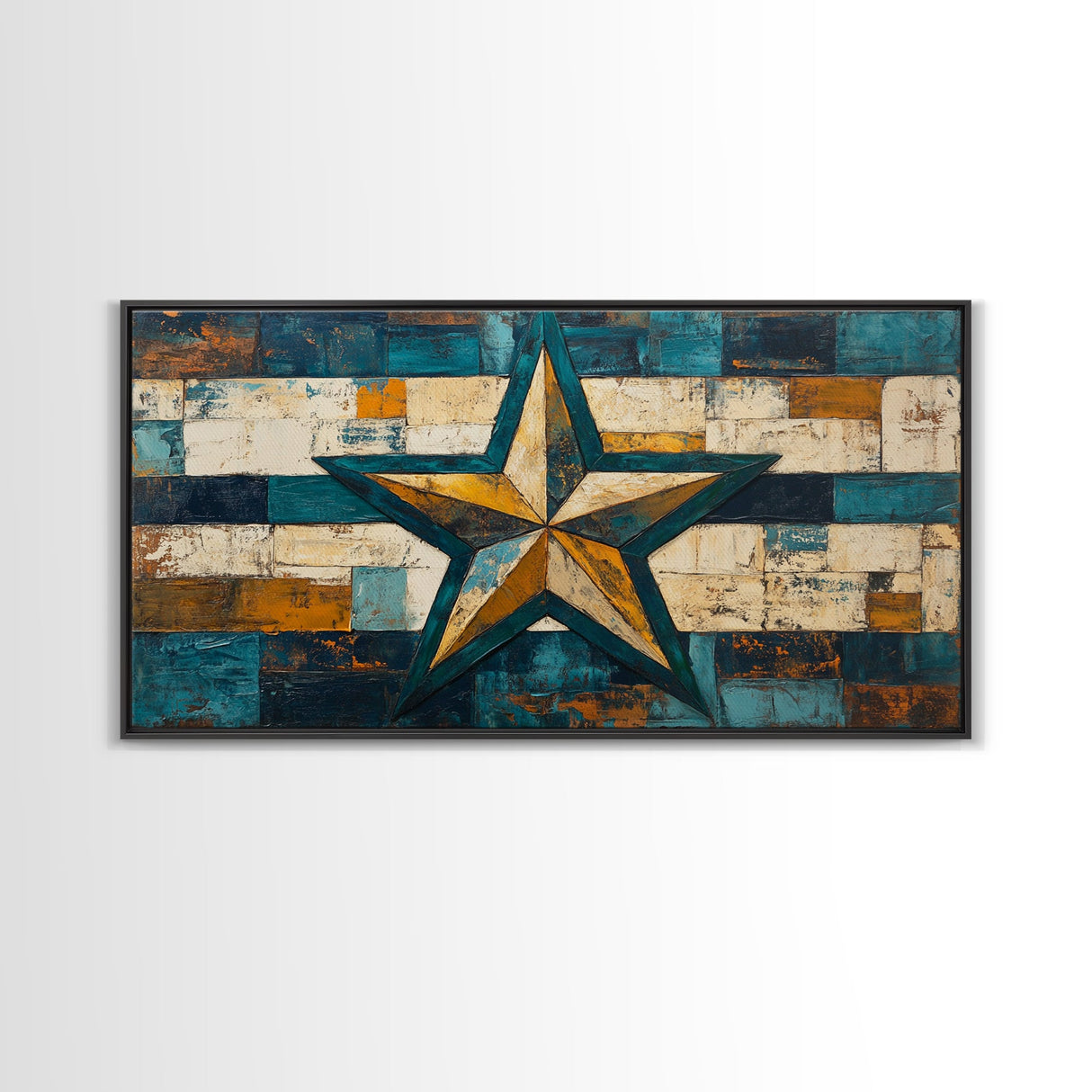 Lone Star Art, Framed Canvas Print, Rustic Wall Art, Southwest Wall Art, Geometric Wall Art, Extra Wide Art, Above Couch Art, Farmhouse Decor