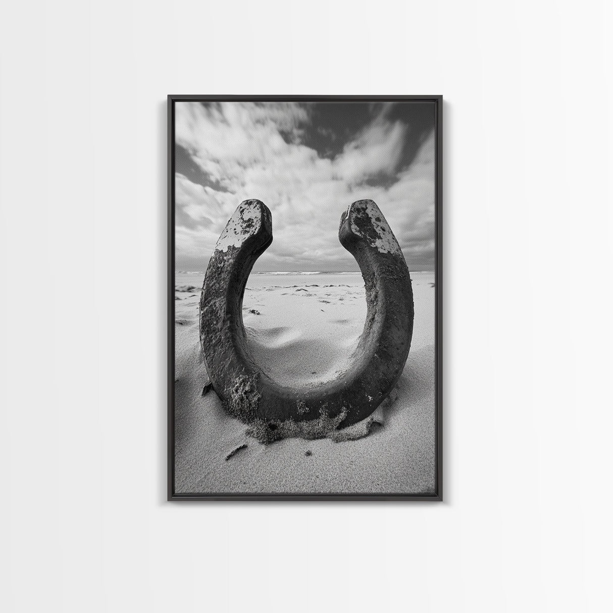 Horseshoe art, western decor, rustic wall art, wabi sabi wall art, moody photography, minimalist art, canvas print, living room art