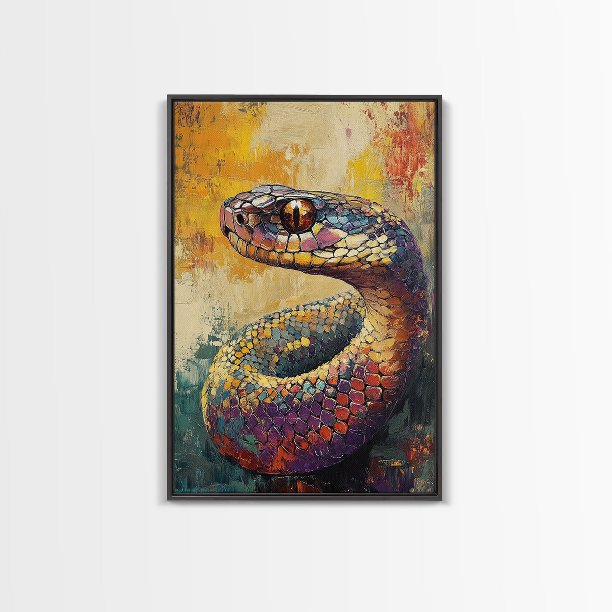 Snake Close-Up, Bold Reptile Painting, Southwest Art, Moody Animal Art, Desert Wall Art, Unique Home Decor, Canvas Print
