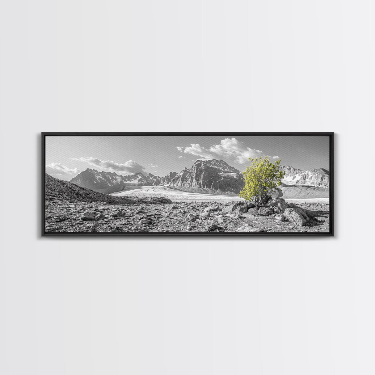 Mountain scene, mountain painting, landscape painting, wabi sabi art, nature art, minimalist art, framed canvas print, extra wide art