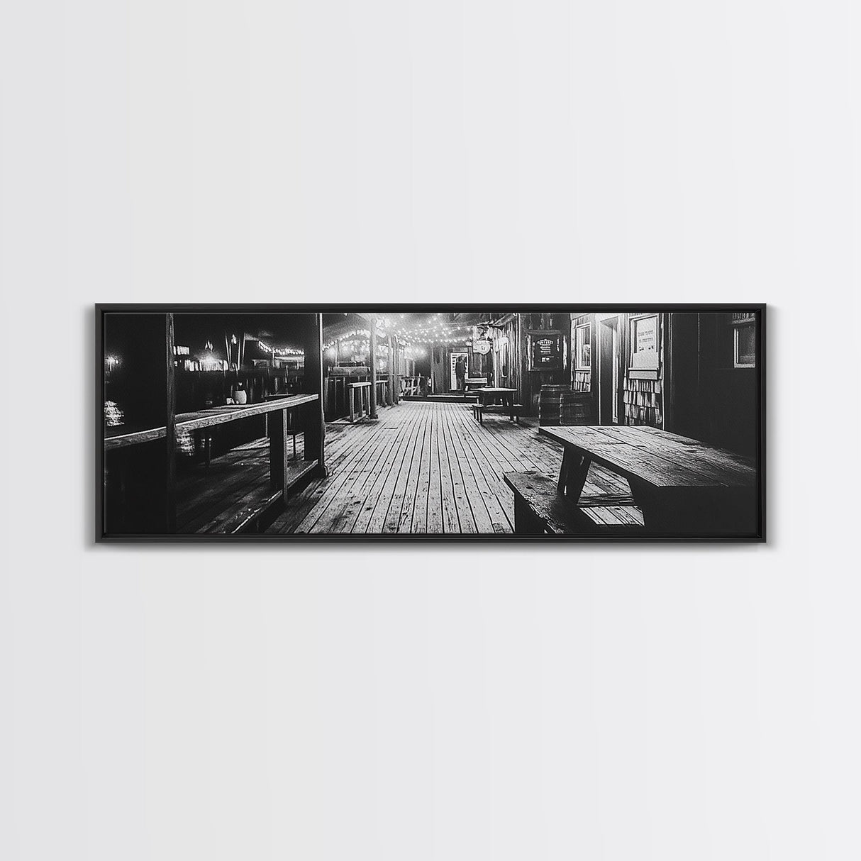 Old Wooden Dock, Moody Art, Canvas Print, Coastal Decor, Rustic Wall Art, Wabi Sabi Art, Extra Wide Art, Nautical Wall Art