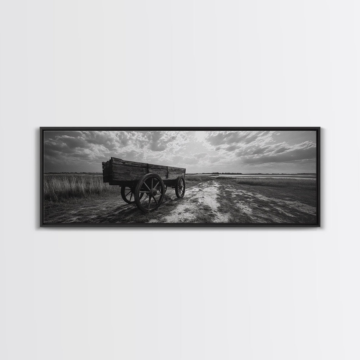 Wagon at Sunset, rustic art, farmhouse art, vintage horse art, tall narrow art, antique farm painting, framed canvas print