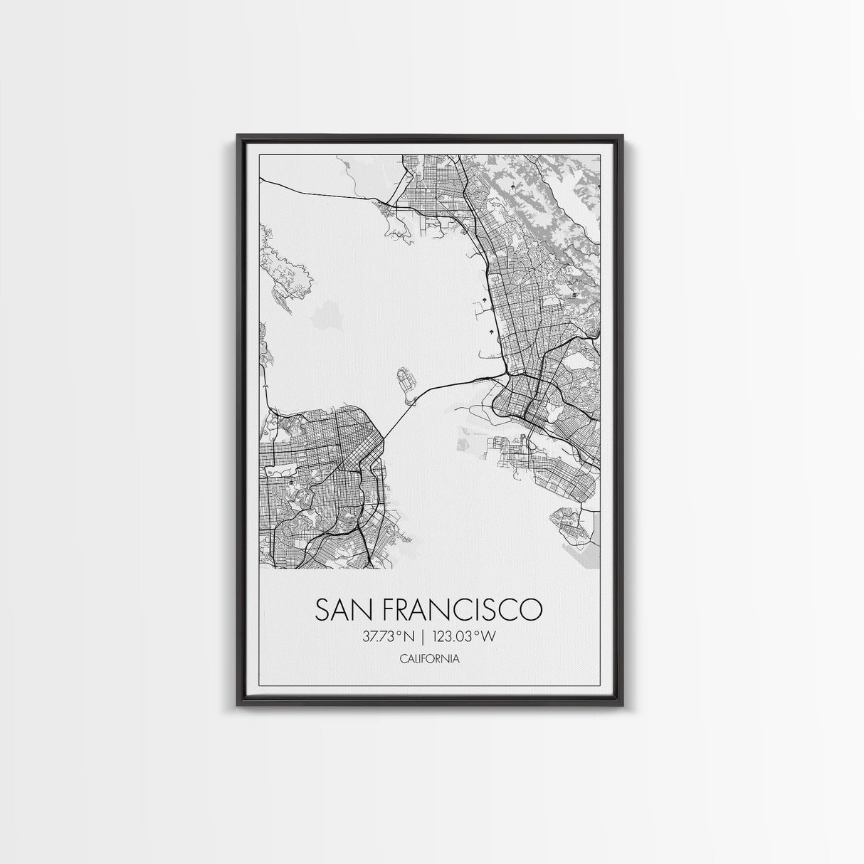 San Francisco Street Map, California Map, City Map Print, Minimalist Art, Wall Art, Canvas Print, Family Room Décor, Gift For Travelers