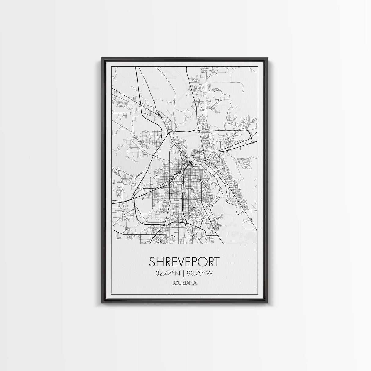 Shreveport Street Map, Louisiana Map, City Map Print, Minimalist Art, Wall Art, Canvas Print, Wall Decoration, Aviation Gift, Travel Décor