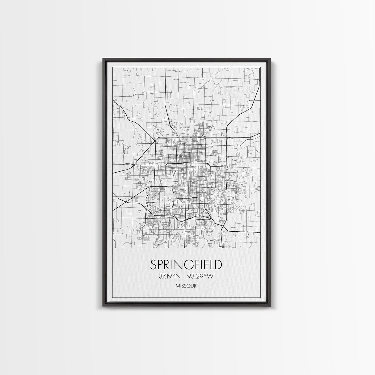 Springfield Street Map, Missouri Map, City Map Print, Modern Wall Art, Wall Art, Canvas Print, Bedroom Wall Décor, Gifts For Couple