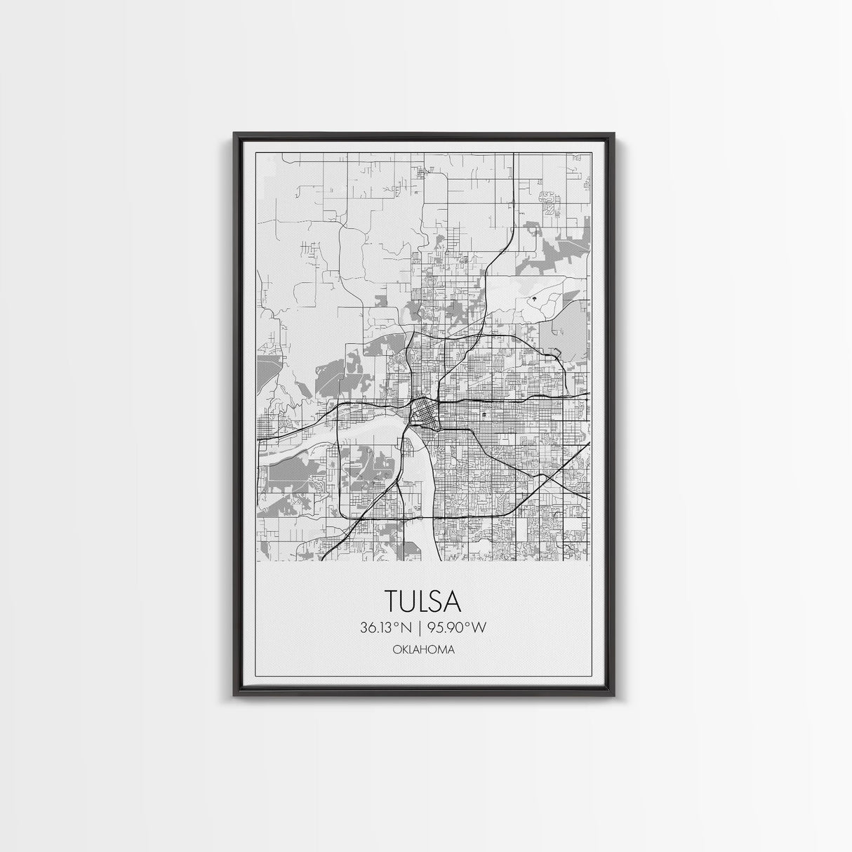Tulsa Street Map, Oklahoma Map, City Map Print, Modern Wall Art, Wall Art, Canvas Print, Dorm Room Décor, Gift For Husband, Travel Art Print
