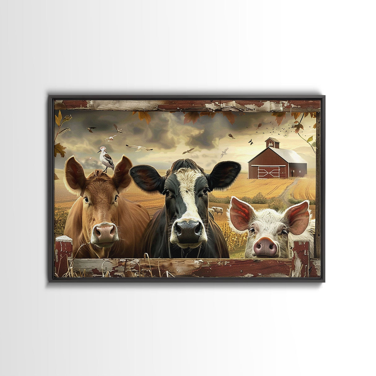 Cute Farmhouse Animal Print, Window Art, Wall Art, Home Decor, Wall Decor, Cute Farmhouse Kitsch Living Room Art