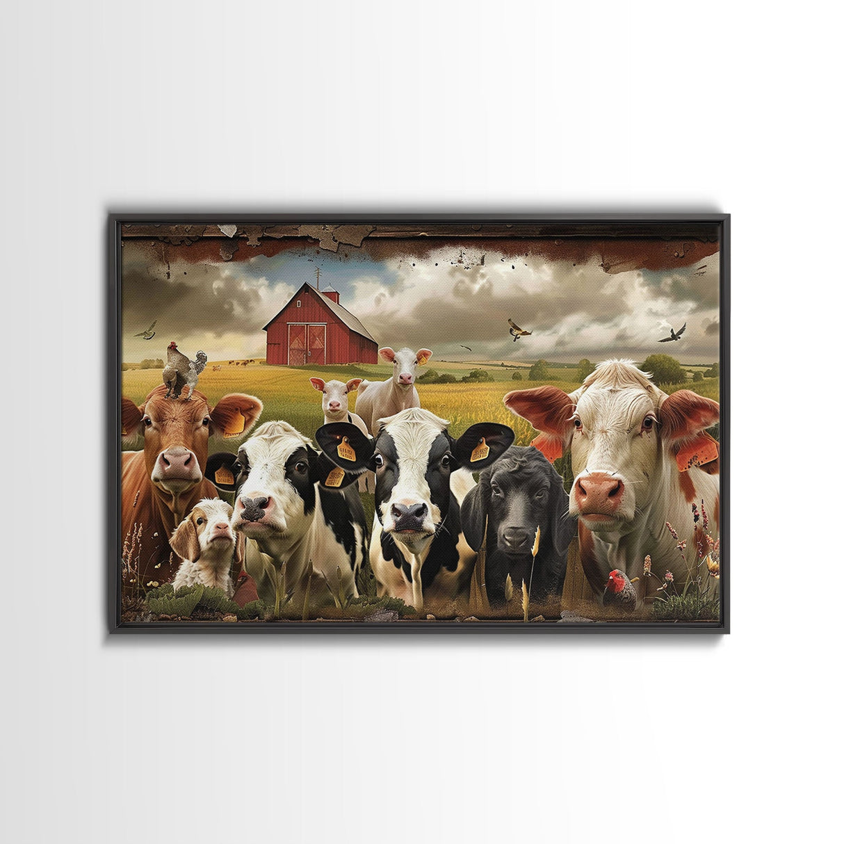 Cute Farmhouse Animal Print, Window Art, Wall Art, Home Decor, Wall Decor, Cute Farmhouse Kitsch Living Room Art