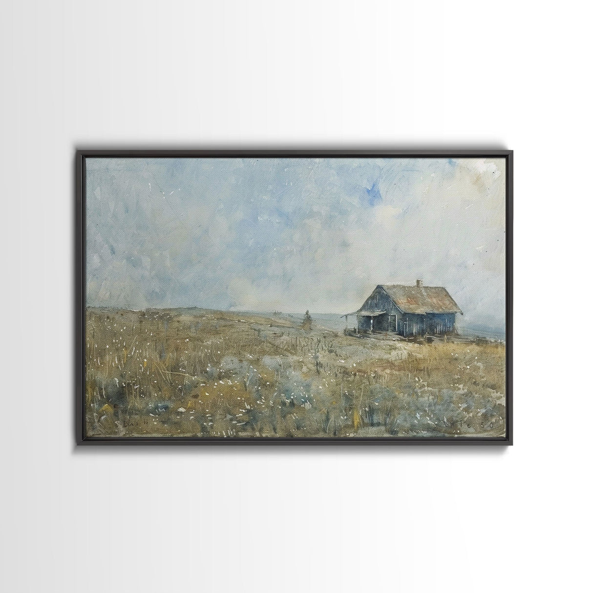 Kitsch Kitchen Farmhouse Decor Framed Canvas Print, Farmhouse Decor, Original Art Of an Old Farmhouse, Western Decor