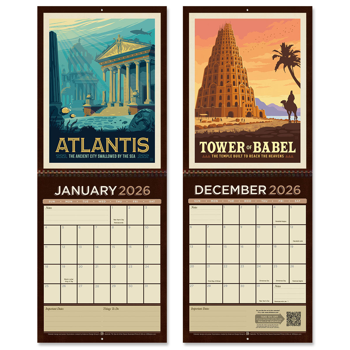 2026 Wall Calendar: Fantasy Travel (Ancient Wonders & Mythical Places)