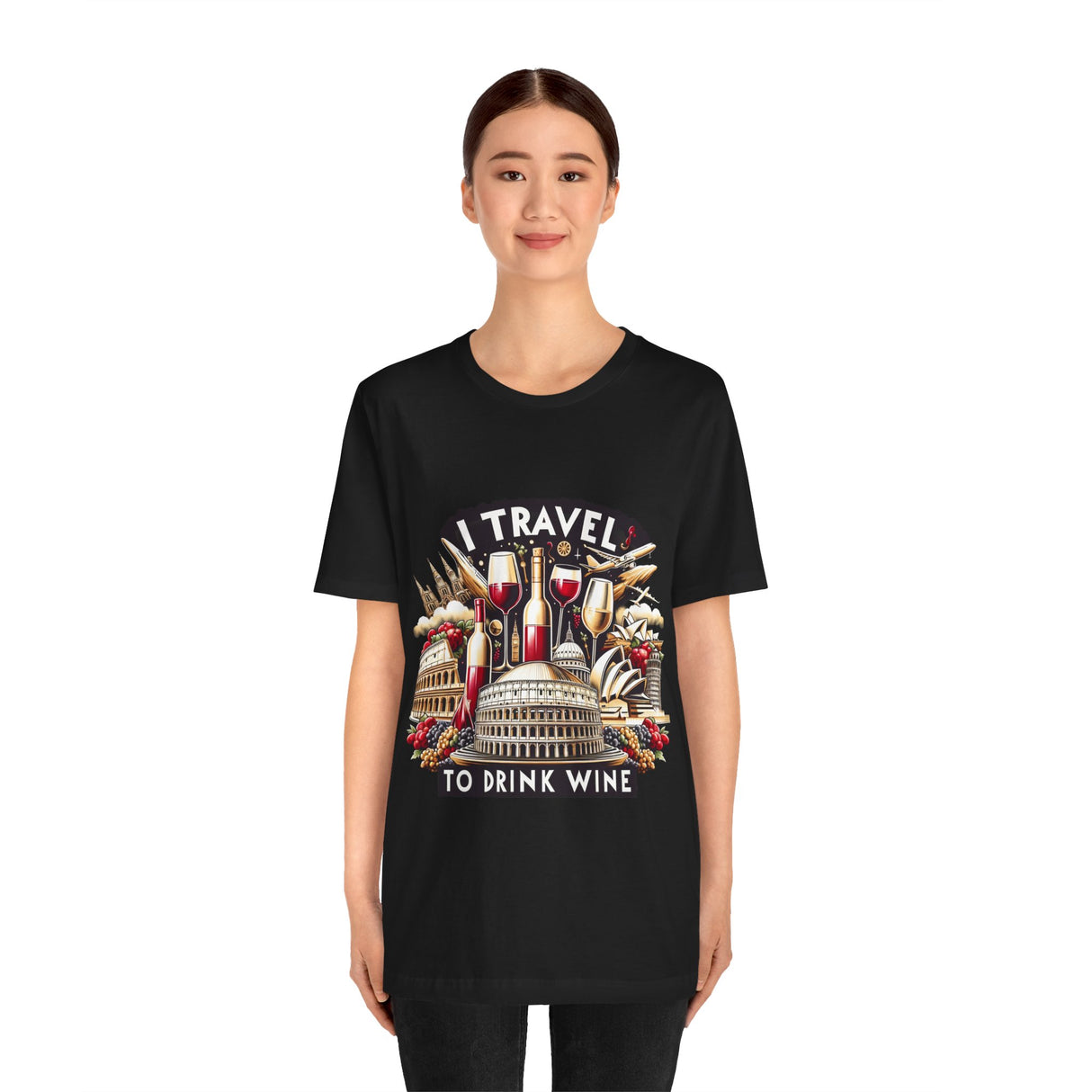"I Travel to Drink Wine" full color T-shirt