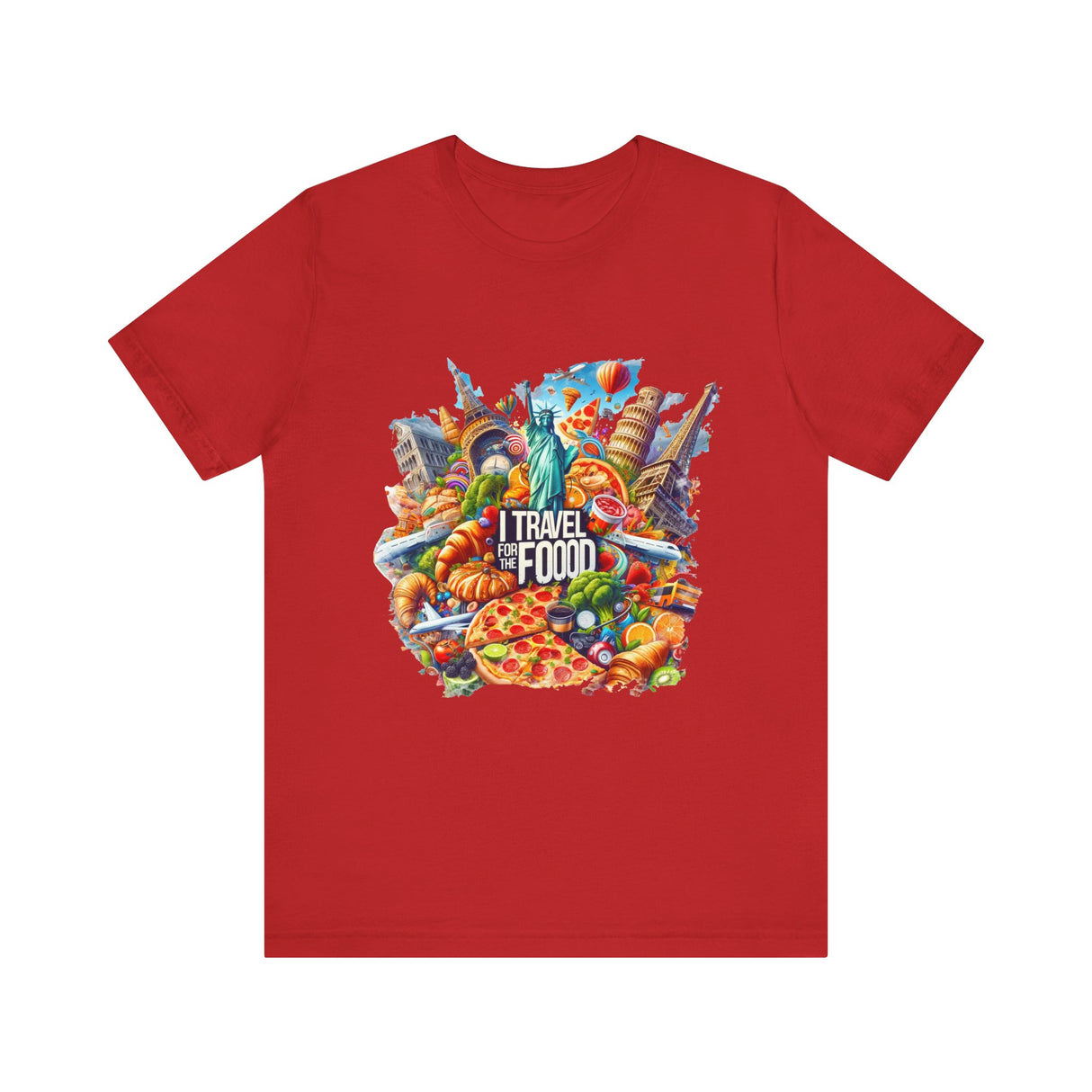 Camiseta "I Travel for The Food" a todo color