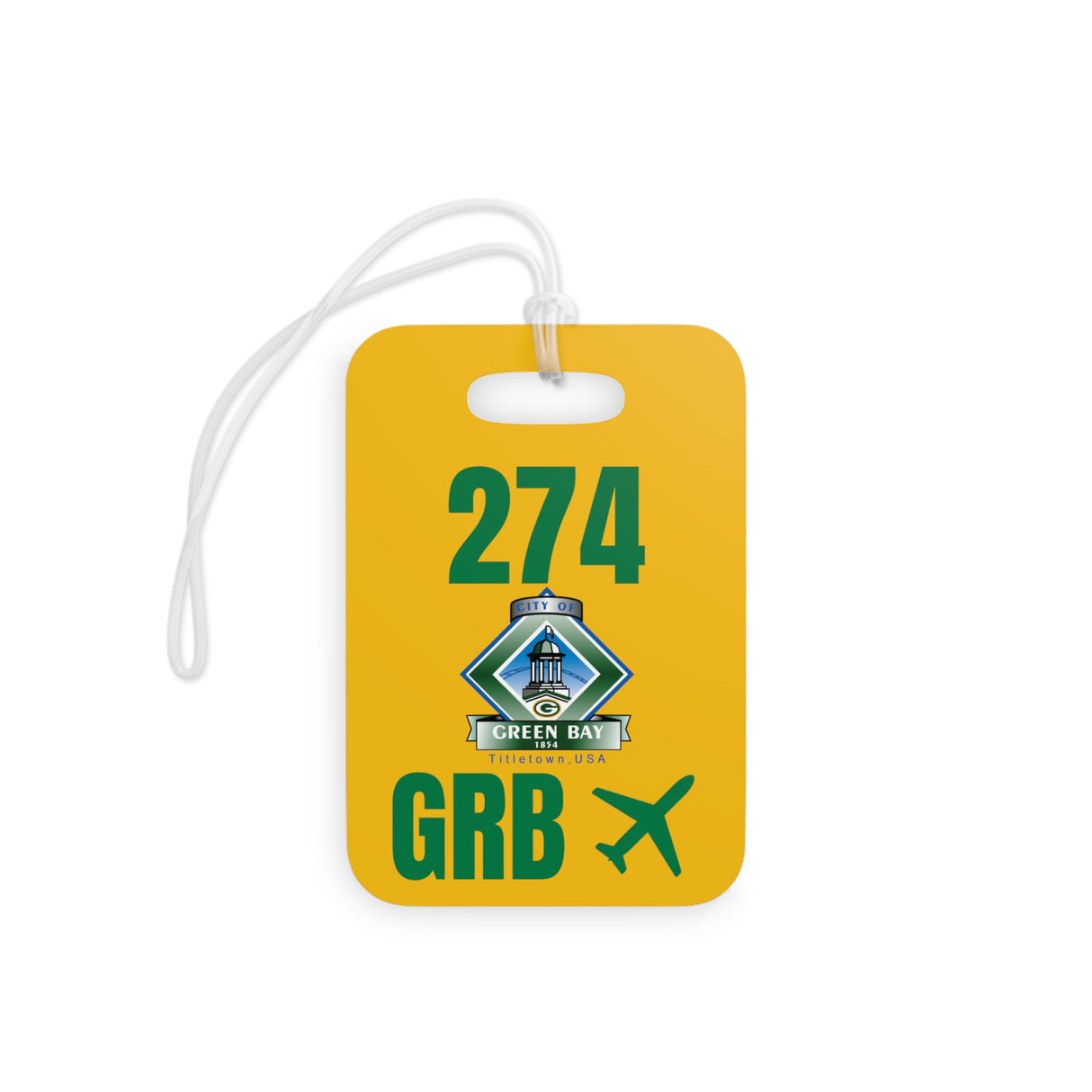 Green Bay Wisconsin, Area Code / Airport Tag for Bags and Luggage - 274 / GRB
