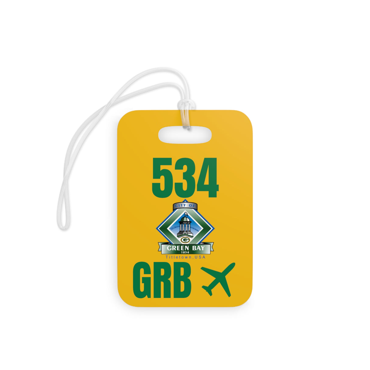 Green Bay Wisconsin, Area Code / Airport Tag for Bags and Luggage - 534 / GRB