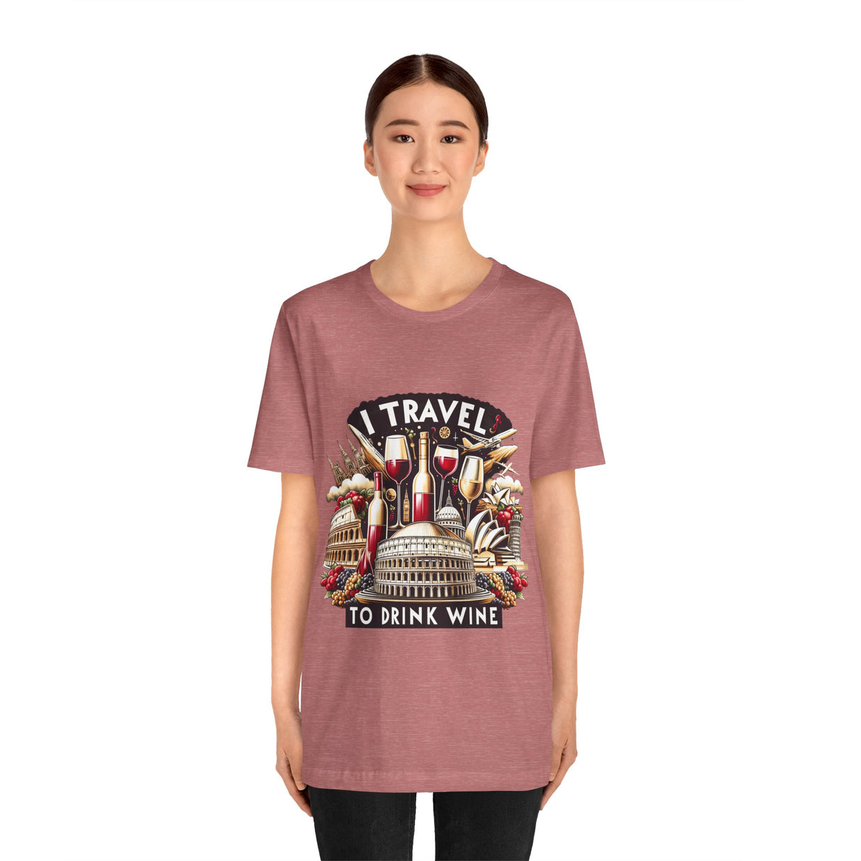 "I Travel to Drink Wine" full color T-shirt