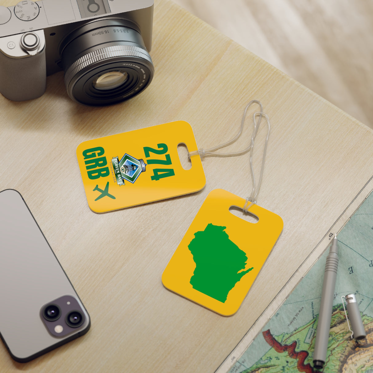 Green Bay Wisconsin, Area Code / Airport Tag for Bags and Luggage - 274 / GRB