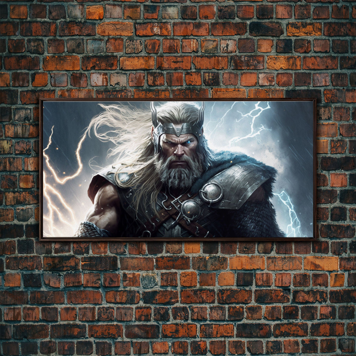 Thor Art, God of Thunder, Framed Canvas Print, Norse Mythology Art, Fantasy Art