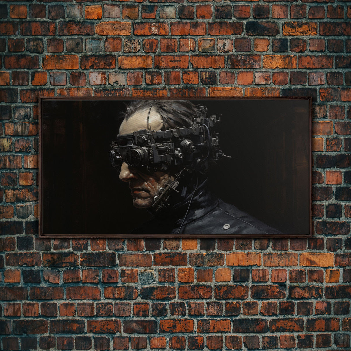 Victorian Steampunk Cyborg, Framed Canvas Print, Horror Prints, Halloween Wall Art, Halloween Themed Decor