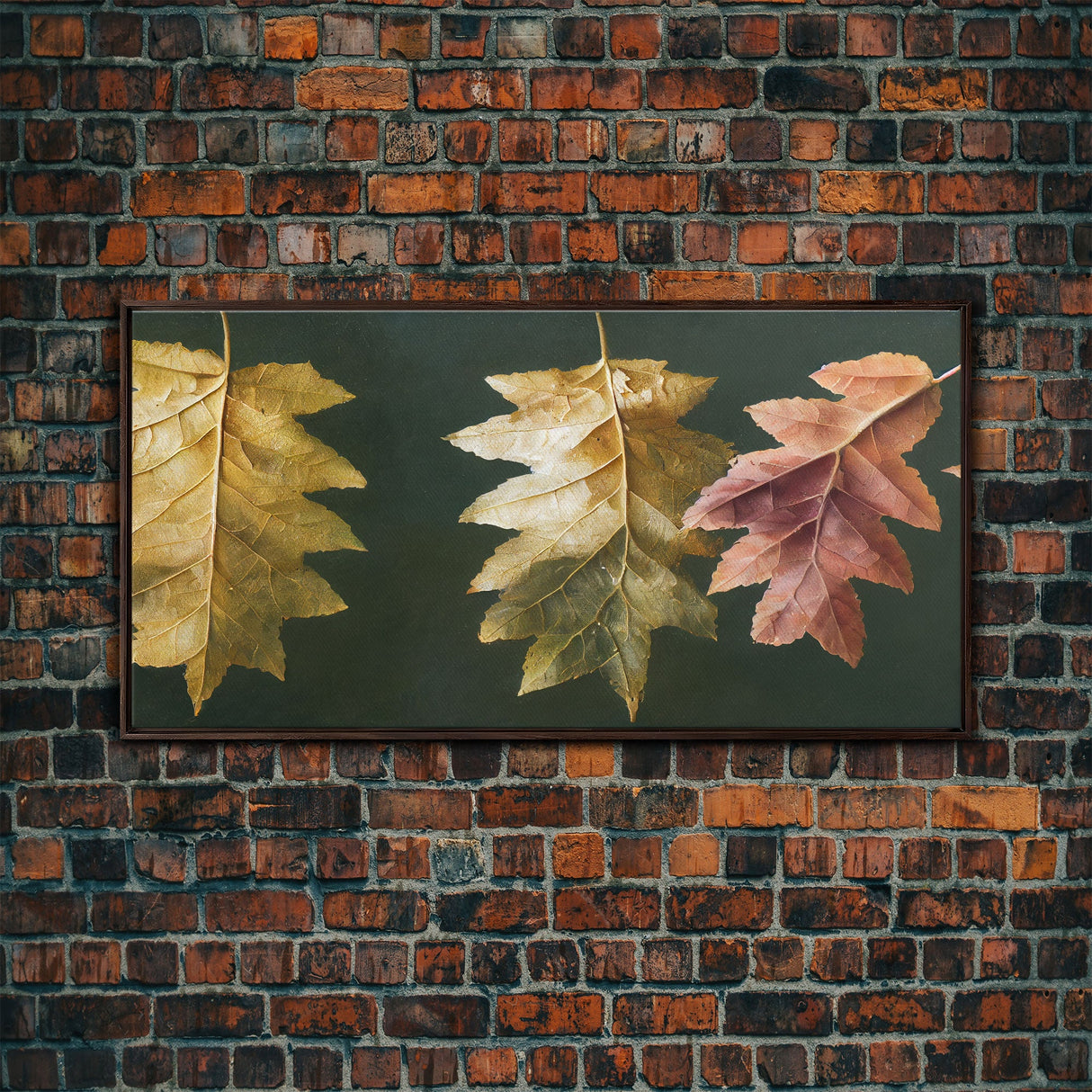 Autumn Leaf Arrangement Wall Decor, ready to hang canvas print wall art, Fall Decor