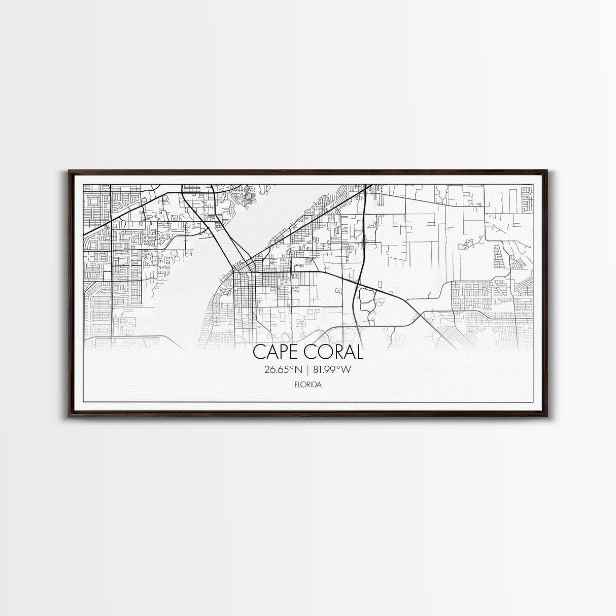 Cape Coral Street Map, Florida Map, Map Print, Modern Art, Wall Art, Canvas Art, Rustic Décor, Bedroom Décor Women, Gift For The Home